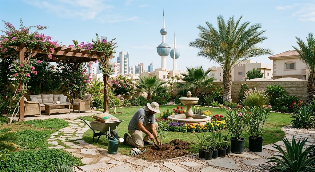 تصميم وتثبيت قعدات خارجية ومظلات حديثة للحدائق بدولة الكويت