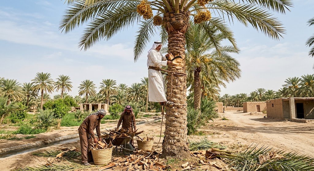 العناية بأشجار النخيل وتقليمها ومكافحة الآفات الزراعية تنظيف وتكريب النخل بالكويت