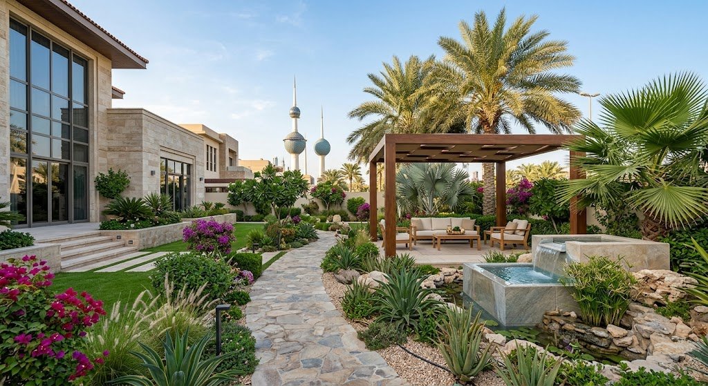 مؤسسة تجميل وتنسيق المساحات الخضراء في محافظة الفروانية بأيدي عمالة ماهرة
