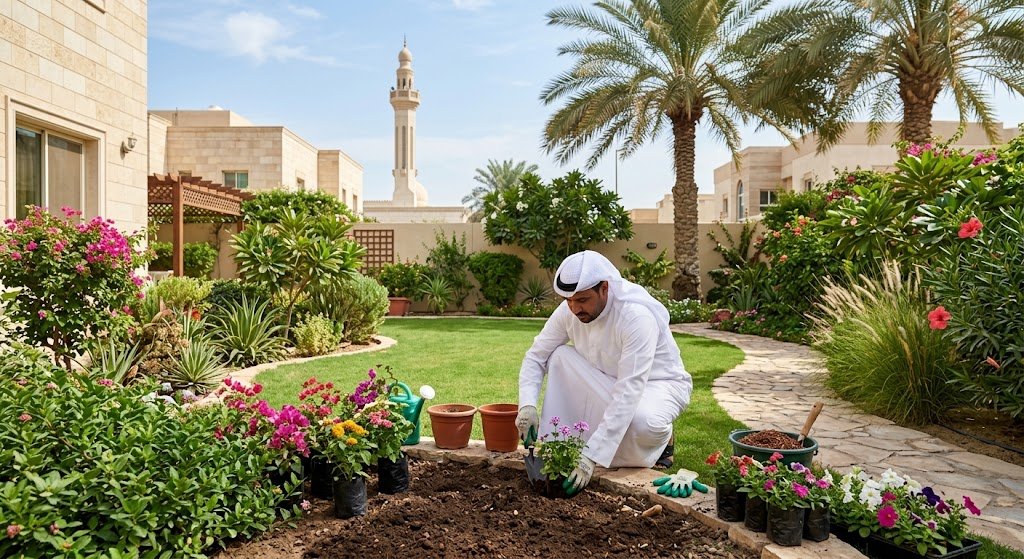 تصميم وتطوير الحدائق المنزلية والمساحات الخارجية في منطقة صباح السالم بدولة الكويت